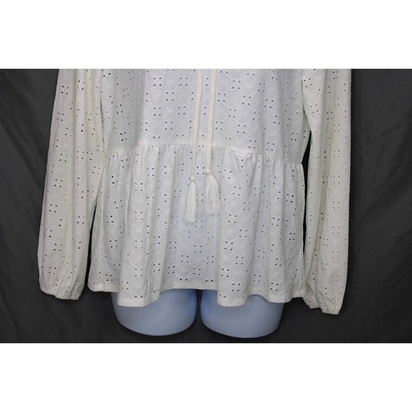 Bobeau Stretch Eyelet Babydoll Top Women's Size XL Off White NWT - Picture 8 of 12